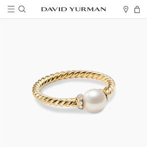 David Yurman Petite Solari Station Pearl Ring W/DiamondsYellow  Gold 💯Authentic